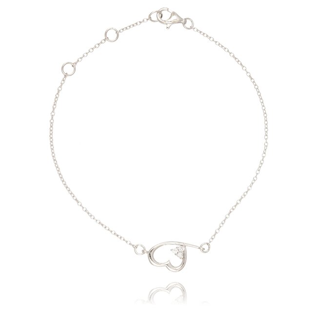 Elegante witgouden armband met open hart en diamant detail