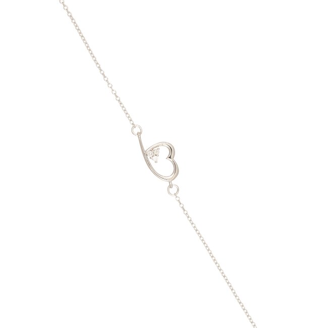 Elegante witgouden armband met open hart en diamant detail