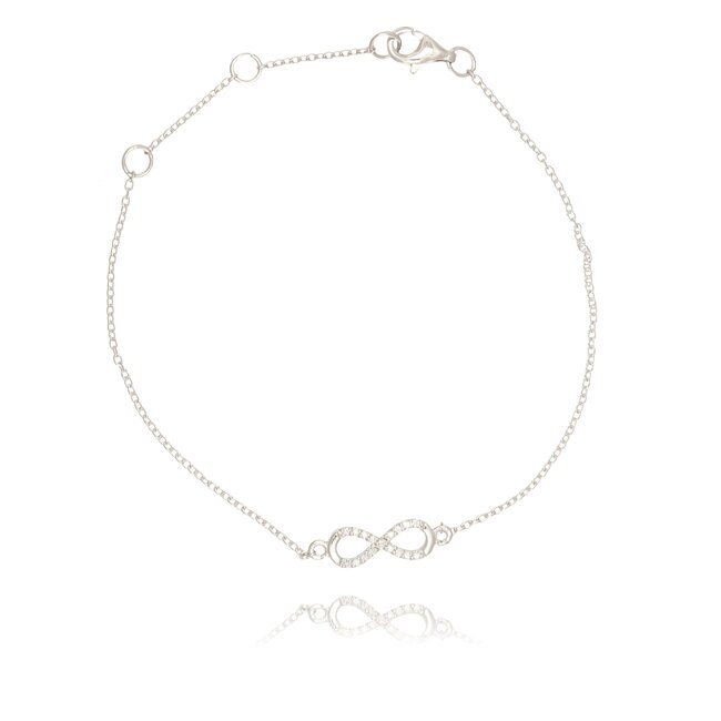 Fijne witgouden infinity armband met pavé gezette diamanten