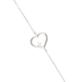 Witgouden Hart Armband met Diamant
