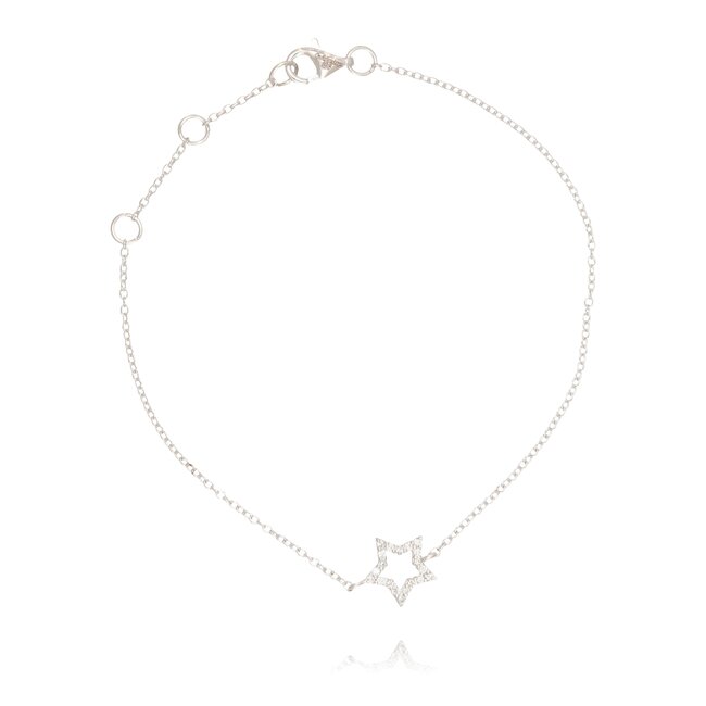 Trendy witgouden armband met open ster en pavé diamanten