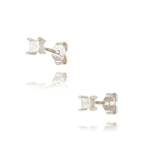 Witgouden prinses diamant oorstekers