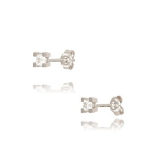 Witgouden solitaire diamant oorstekers