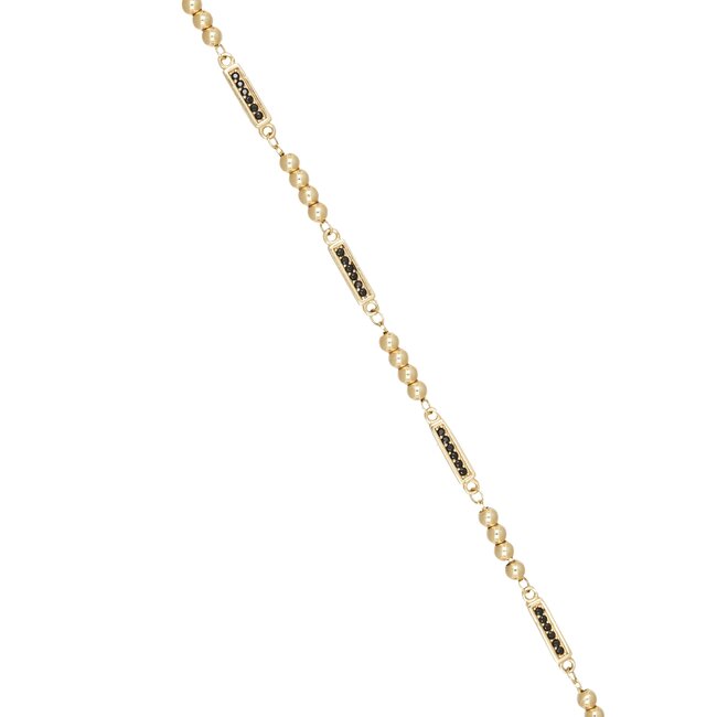 Gouden bolletjesarmband zwarte zirkonia