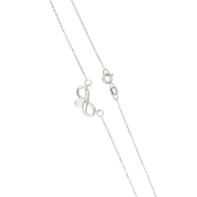 Goldmine Elegant infinity collier van witgoud met briljant diamantje