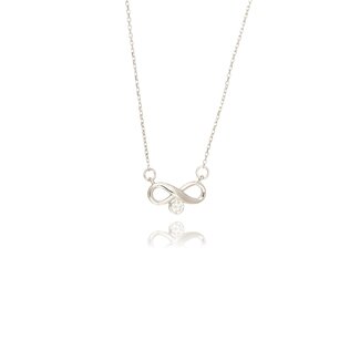 Witgouden Infinity Collier Met Diamant 0.09 Ct