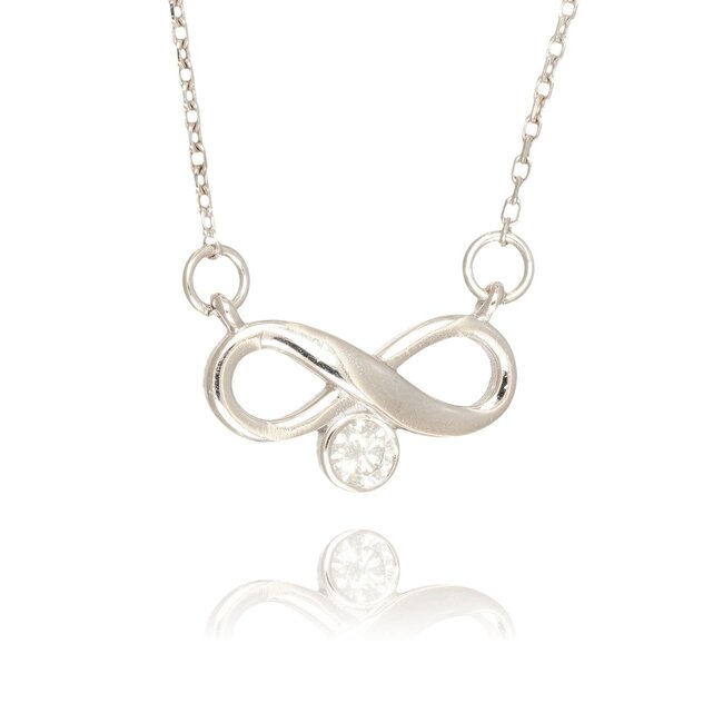 Goldmine Elegant infinity collier van witgoud met briljant diamantje