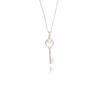 Witgouden Sleutel Hanger Met Diamant 0.08 Ct