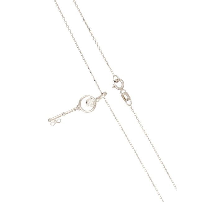 Goldmine Elegante sleutel hanger van witgoud met briljant diamantje