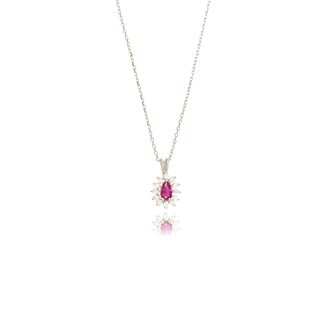 Goldmine Witgouden Robijn Hanger Met Diamant 0.20 Ct