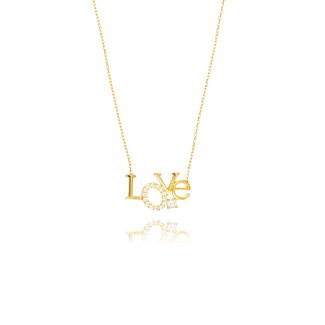 Gouden Love Ketting met Zirkonia