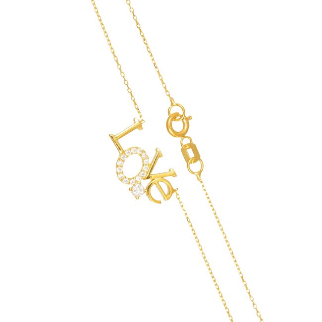 Gouden Love Hanger met Sprankelende Zirkonia Stenen