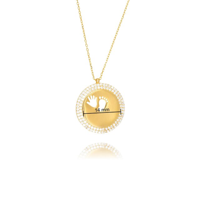 Gouden collier met babyvoetje en handje