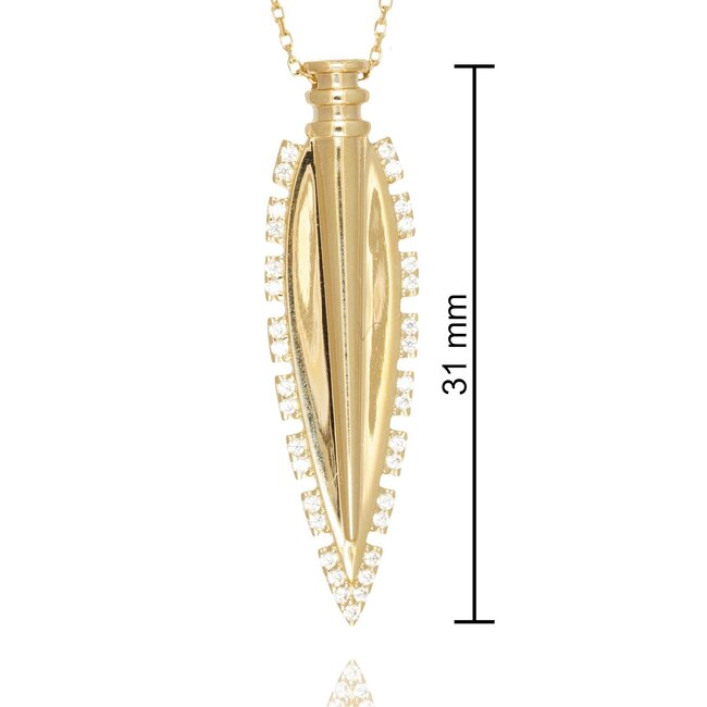 Elegant gouden collier met handgemaakte druppelhanger en fonkelende zirkonia stenen