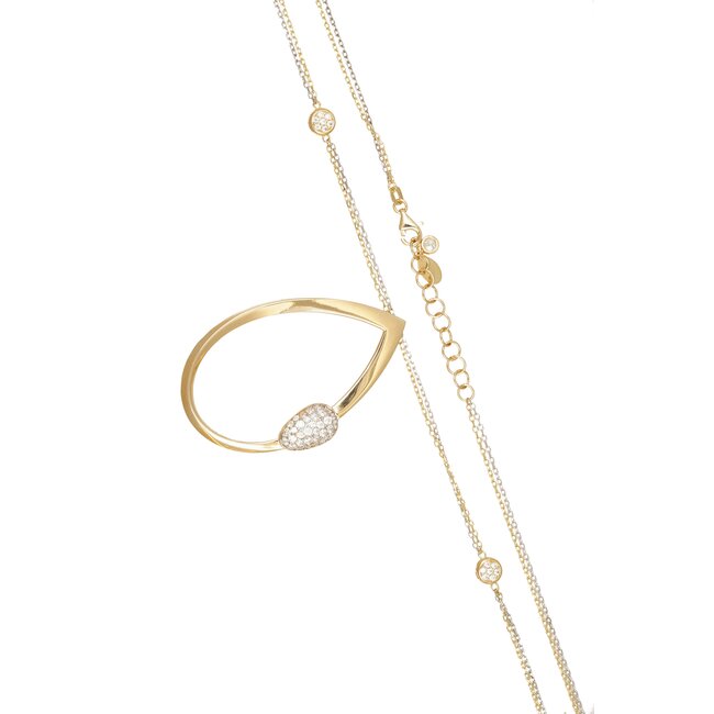 Gouden collier met grote druppelhanger
