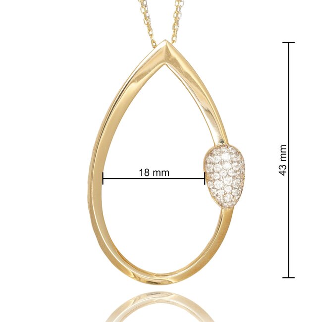 Gouden collier met grote druppelhanger