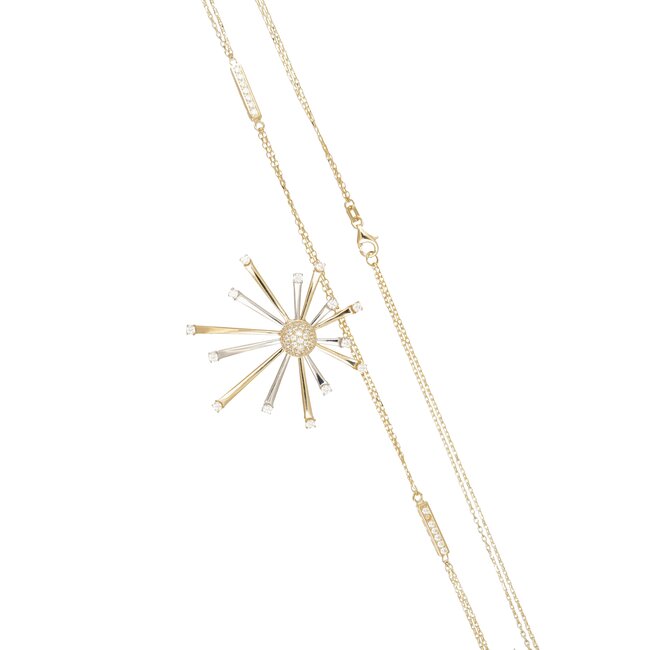 Gouden collier met sterhanger in twee kleuren