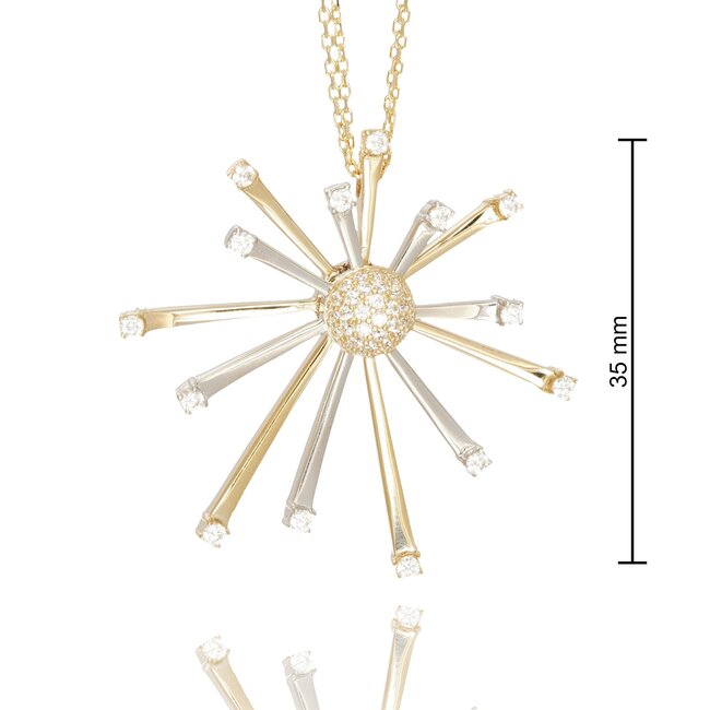 Gouden collier met sterhanger in twee kleuren