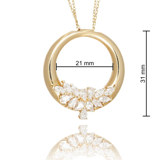 Gouden collier met ronde hanger en zirkonia