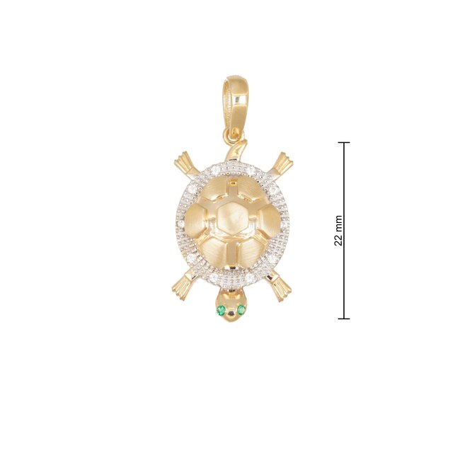 Gouden schildpad hanger met zirkonia details