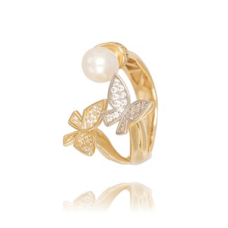 Vlinder Ring met Parel