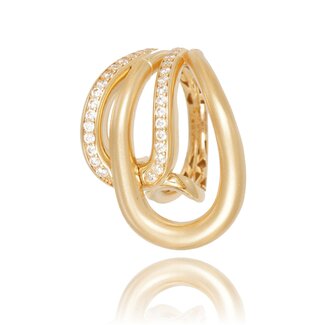 Golvende Gouden Ring met Zirkonia