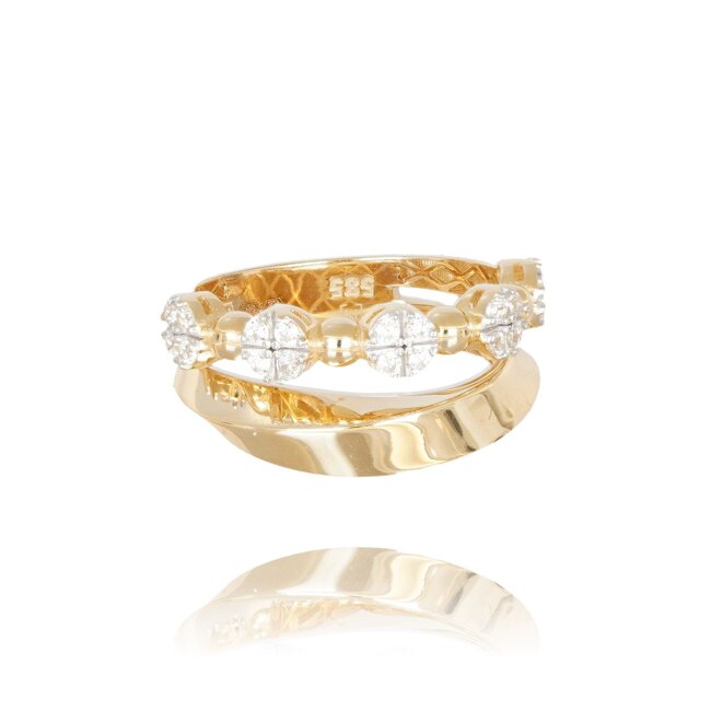 Gouden ring met fonkelende zirkonia stenen
