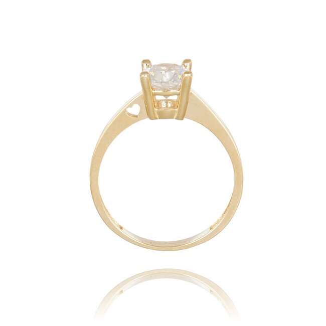 Goldmine Elegante gouden solitair ring met sprankelende Swarovski steen