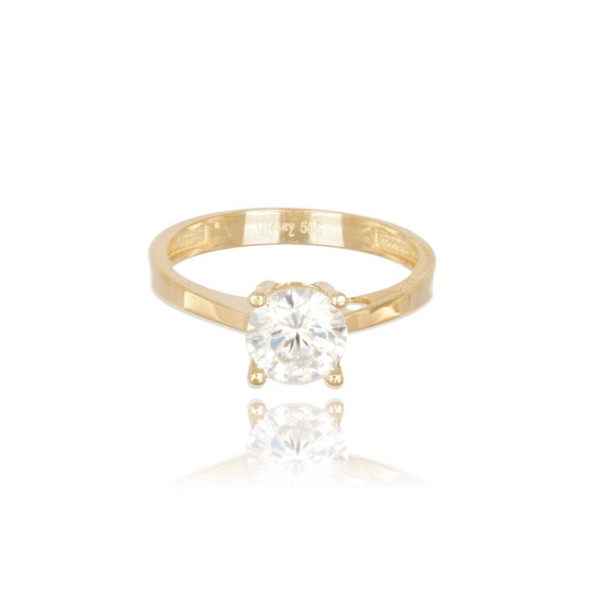 Goldmine Elegante gouden solitair ring met sprankelende Swarovski steen