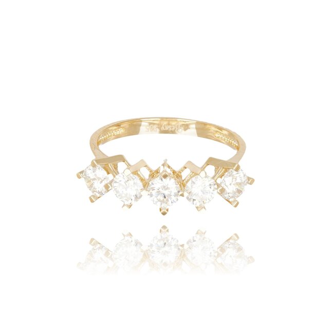Goldmine Exclusieve gouden ring met vijf schitterende Swarovski stenen