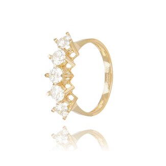 Goldmine Gouden Ring Vijf Swarovski Stenen