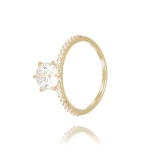 Goldmine Gouden Solitair Ring Pavé