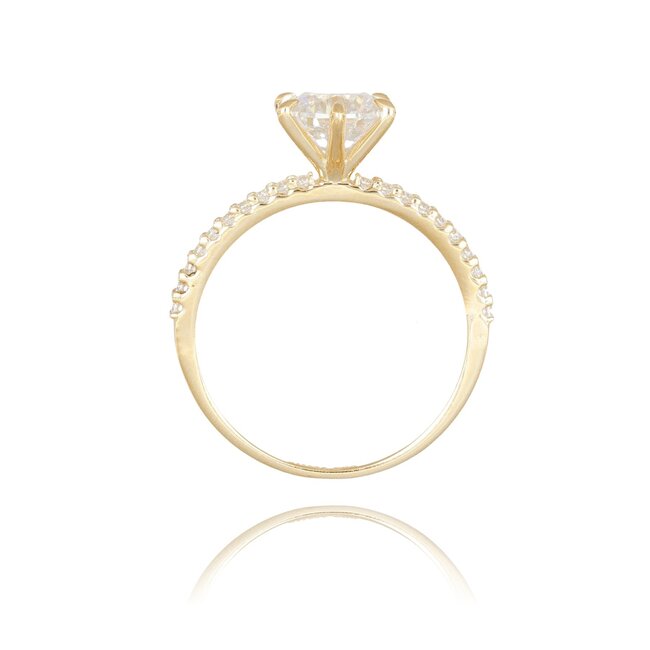 Luxe Gouden Solitair Ring met Swarovski Steen