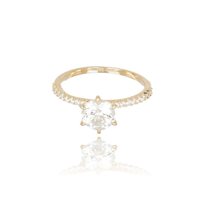 Luxe Gouden Solitair Ring met Swarovski Steen