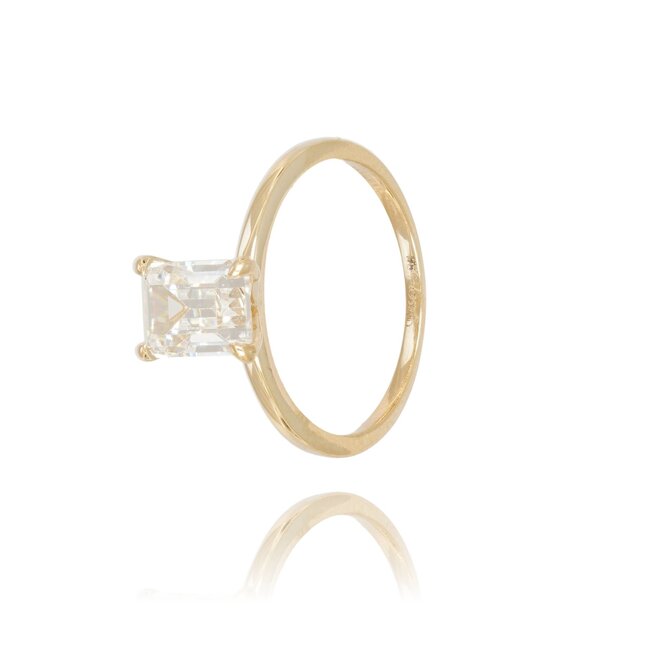 Gouden ring met emerald Swarovski-steen