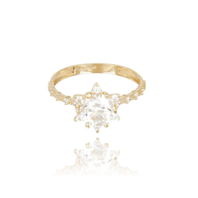 Elegante gouden ring met Swarovski-cluster en pavé details