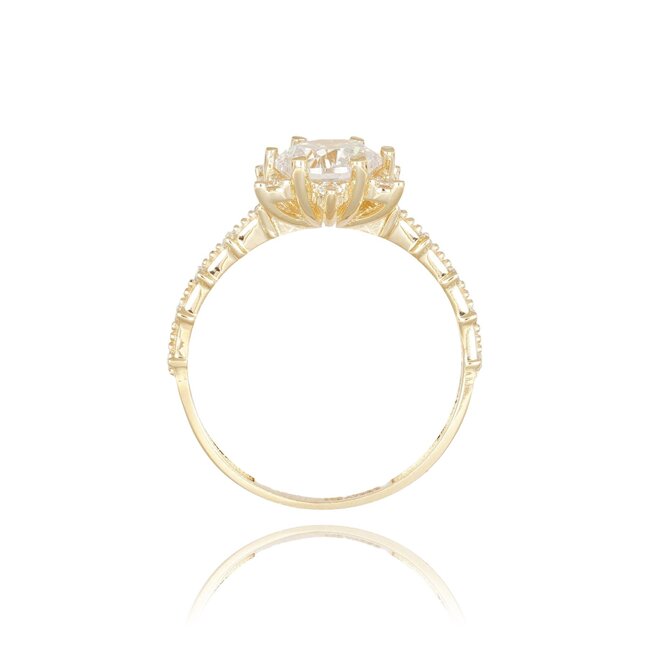 Elegante gouden ring met Swarovski-cluster en pavé details