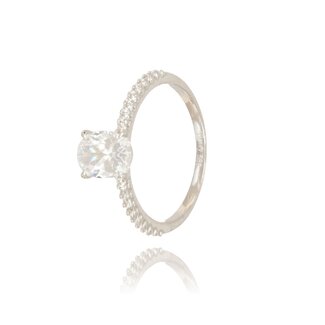 Witgouden Swarovski Solitair Ring