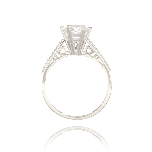 Elegante witgouden ring met solitaire Swarovski-steen en open design