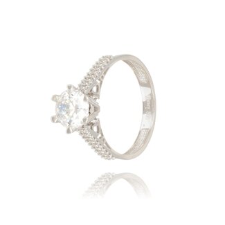 Witgouden Swarovski Solitair Ring