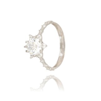 Witgouden Swarovski Solitair Ring