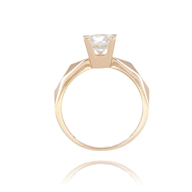 Elegante roségouden ring met solitaire Swarovski-steen en luxe band