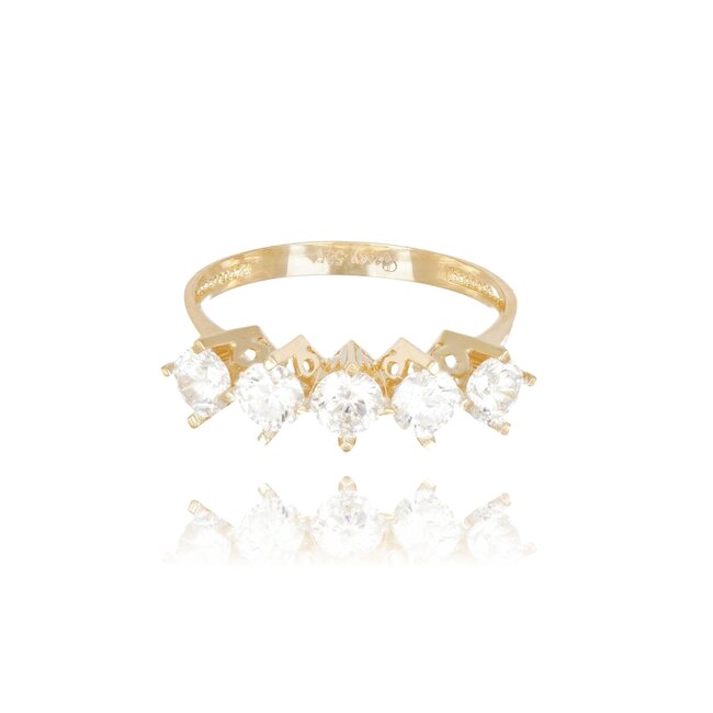 Luxe gouden ring met vijf ronde Swarovski-stenen