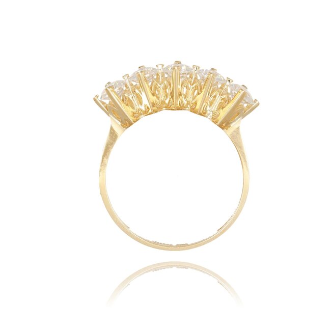 Luxe gouden ring met vijf ronde Swarovski-stenen