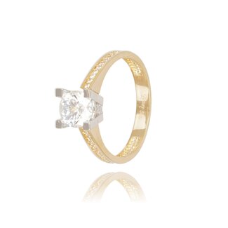 Gouden Pavé Solitair Ring