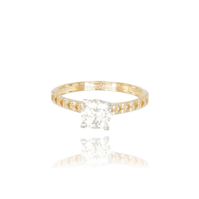 Gouden ring met Swarovski en filigraan band