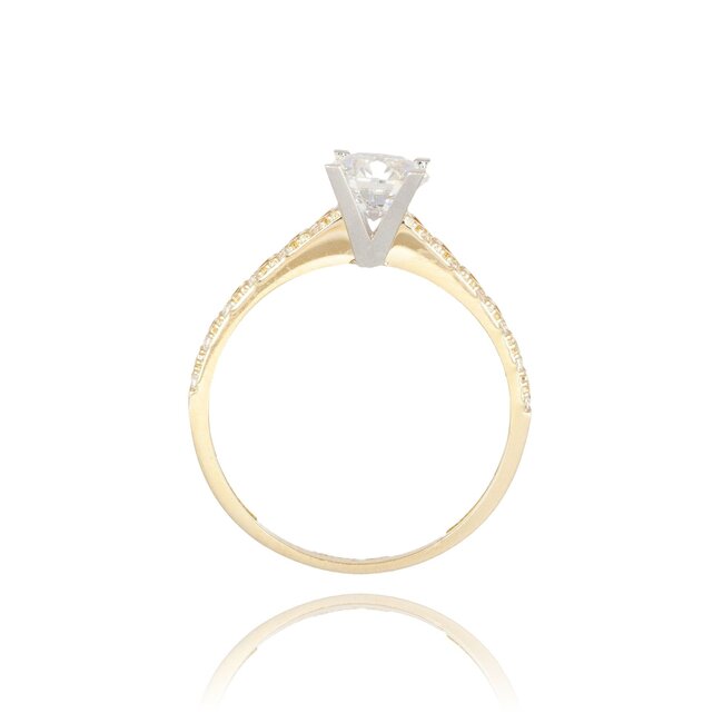 Gouden ring met Swarovski en filigraan band