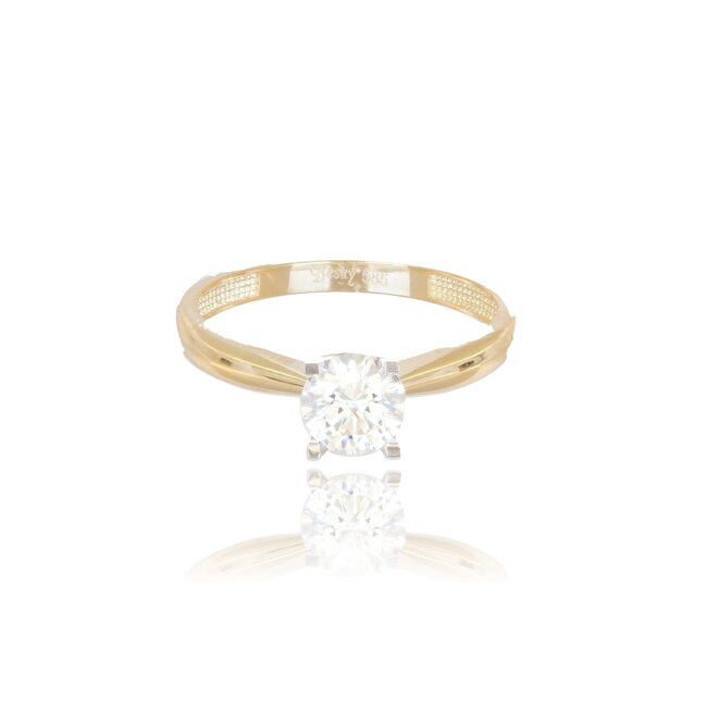 Elegante gouden solitair ring met ronde Swarovski-steen