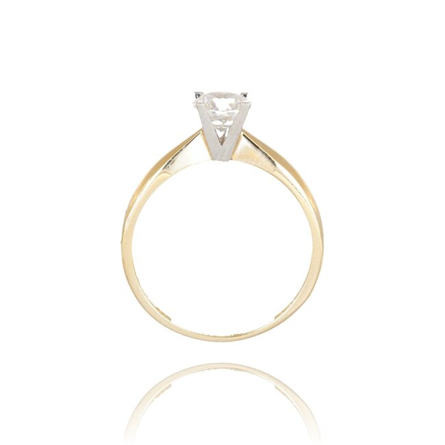 Elegante gouden solitair ring met ronde Swarovski-steen