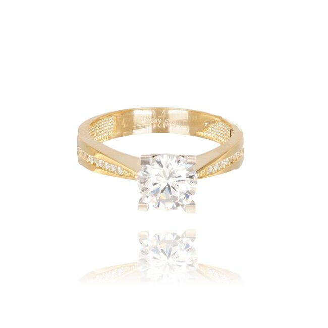 Gouden ring met ronde Swarovski-steen